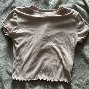 Forever 21 Size S Short Sleeve Ruffle Crop Top Lavender Soft